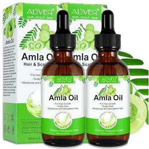 P-Beauty Amla olie, haarolie voor intensieve haargroei, tegen roos en haaruitval, koudgeperst, biologisch en veganistisch, vitamine C, aminozuur, 2 x 60 ml