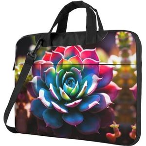 SSIMOO Herfst pompoen stijlvolle en lichtgewicht laptop messenger tas, handtas, aktetas, perfect voor zakenreizen, Kleurrijke Succulent2, 13 inch