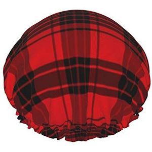 Douchemuts, tartan patroon geruit rood dubbel waterdicht badmuts, elastische herbruikbare douchemuts, badmutsen slaapmutsje