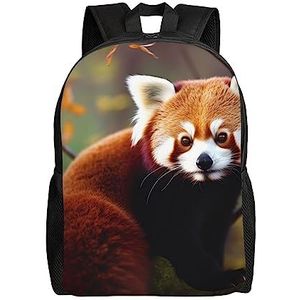 OUSIKA Rode Panda Rugzak Casual Reizen Dagrugzakken Lichtgewicht Laptop Tassen Camping Tas Voor Vrouwen Mannen, Zwart, One Size, Reizen Rugzakken