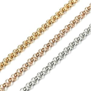 GWSGSFAS 1Pc Breedte 3mm Rvs Ronde Parel Ketting Ketting Armband Enkelbandje 3 Kleuren-Rose goud kleur-50cm