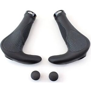 KTM Ergo Grip Lock Fietshandvatten, ergonomisch gevormd, antislip rubber, dubbel geklemd, combinatie van stuur en bar uiteinde, voor e-bike, trekkingfiets, mountainbike, stadsfiets, toerfiets, zwart