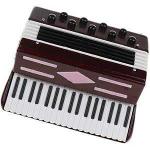 Handgemaakte Houten Muziekinstrumentencollectie Decoratieve Ornamenten Mini-accordeon Miniatuurmodeldecoratie Replica Mini Muziekinstrument (Color : Brown)
