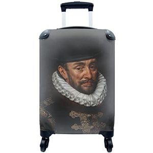 MuchoWow® Koffer - Willem van Oranje - Adriaen Thomasz - Hoed - Past binnen 55x40x20 cm en 55x35x25 cm - Handbagage - Trolley - Fotokoffer - Cabin Size - Print