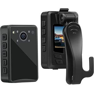 Lichaamscamera A23 Wearable Police Bodycam 1080P Camera Mini Camcorder Body Mounted Cam Security Guard met nachtzicht DVR-recorder voor beveiliging, werkgegevens(With 128GB TF Card)