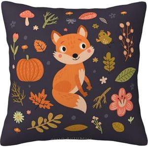 YUNWEIKEJI Herfst schattige vos, kussensloop decoratieve kussensloop zachte polyester kussenslopen 45x45 cm