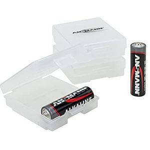 ANSMANN Premium accubox voor 4 Mignon AA of Micro AAA batterijen en batterijen – bewaardoos ter bescherming en transport 4-delige accubox. 3 Stuk transparant