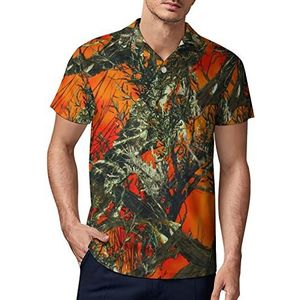 Oranje Camo heren golf poloshirt zomer korte mouw T-shirt casual sneldrogende T-shirts XL