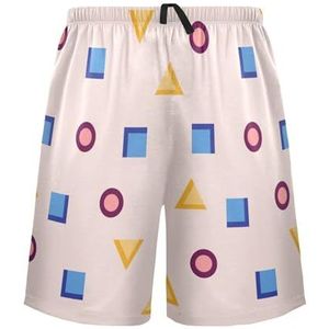 LI ZHI XIN Herenpyjamabroek, korte pyjamabroek, zomer casual shorts, elastische tailleband met trekkoord, rechte losse pasvorm met 2 zakken, S-XXL kleurrijke geometrische patronen, Meerkleurig, S