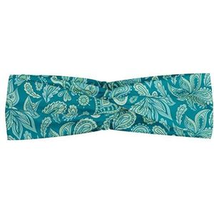 ABAKUHAUS Etnisch Hoofdband, Vintage Paisley Pastel, Elastische en Zachte Bandana voor Dames, voor Sport en Dagelijks Gebruik, turquoise Teal