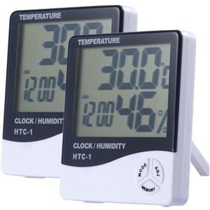 LCD Elektronische Digitale Temperatuur Vochtigheidsmeter Thermometer Hygrometer Indoor Outdoor Weerstation Klok(2 Pcs HTC-1)