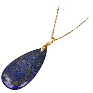 Long Teardrop Necklace Healing Crystal Natural Gemstone Waterdrop Pendant Fashion Jewelry Birthday Gift (Color : Lapis Lazuli)