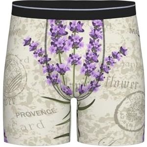 GRatka Boxer slips, heren onderbroek Boxer Shorts been Boxer Slip Grappige nieuwigheid ondergoed, lavendel op vintage ansichtkaart, zoals afgebeeld, XL