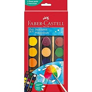 Faber Castell 21 kleuren waterverf doos + 2 kwasten