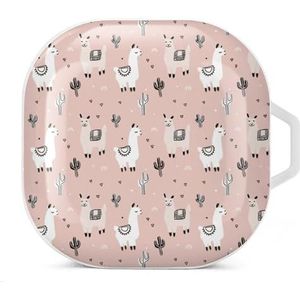 Llama en cactus oordopjes hoesje compatibel met Samsung hard shell beschermhoes wit stijl