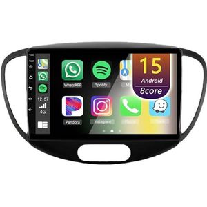 Android Radio voor Hyundai I10 2007-2013, 9 inch Touchscreen Autoradio met Wireless CarPlay Android Auto Bluetooth WIFI(8Core(6+128GB))