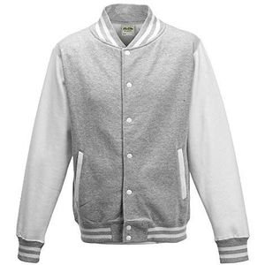 Just Hoods Varsity Jacket Collegejack, uniseks, Heather Grey/White, M