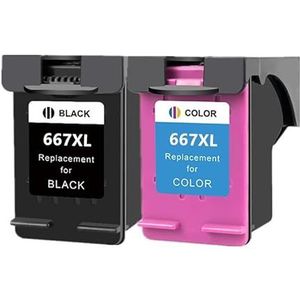 Ink Cartridge Replacement for H-*0P 667 667XL for De-kJet Ad-antage 1275 2374 2375 2376 2775 2776 Printer(1Pack BK 1Pack Color)