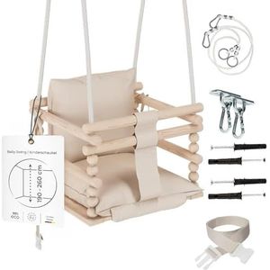 MAMOI® Baby schommel 3 in 1 + VEILIGHEIDSGORDEL | 190-260cm Plafondhoogteverstelling | Schommel baby hout | Schommel hout Indoor Outdoor | Baby schommel binnen | 100% ECO | Made in EU