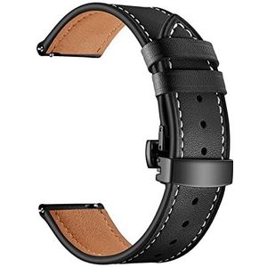 LUGEMA 20 mm 22 mm lederen band compatibel met Galaxy Watch 4 3 klassieke band 42 mm 46 mm actief 2 40 mm 44 mm armband compatibel met Huawei GT 2 (Color : Black black, Size : 22mm)