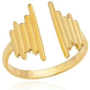 18K Gold Plated Stainless Steel Rings for Women Hollow Out Rings Geometric Open Ring for Female Jewelry -Gold color-24-18K Gold plated