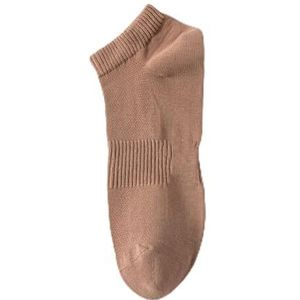 Heren lente en zomer nieuwe boot sokken katoenen mesh bedrukte sokken veelzijdige lage effen kleur sportsokken(Coffee)