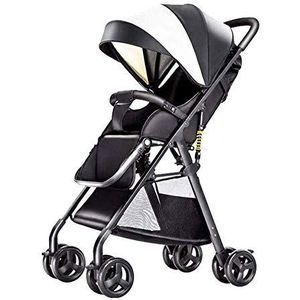 SMSOM Veelzijdige opvouwbare kinderwagen voor reizen en stedelijk leven, opvouwbare mid-size kinderwagen met verstelbaar stuur, omkeerbare stoel (kleur: zwart)