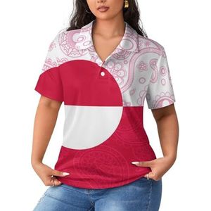 Groenland Paisley Vlag(1) Dames poloshirts met korte mouwen Casual T-shirts met kraag Golfshirts Sport Blouses Tops XL