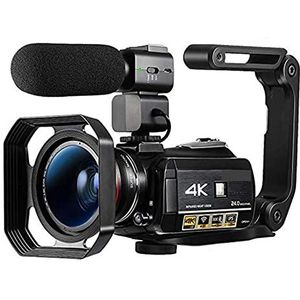 Vlogcamera, Videocameracamcorder 4k, ac3 ir Nachtzicht Wifi Digitale Vlogging Camera Professional, Tuber Vlogging Camcorders Full HD(Bundle B)
