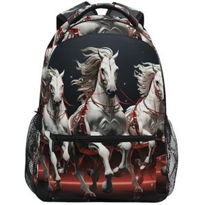 KAAVIYO Retro Europese Paard Dier Rugzak Boekentas voor Jongen Meisje Tieners Reizen Laptop Schoudertas voor Vrouwen, Kunst Mode, S