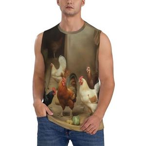 Farm Chickens Heren Vesten Bodybuilding Atletische Zomer Workout Tank Top Mouwloos T-shirt Fitness Tank Running Gym Vest Sneldrogend, 3 D, XXL