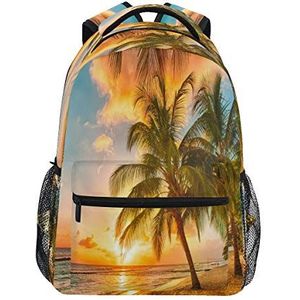 RXYY Zomer Strand Palm bomen Sunset School Rugzak voor Jongens Meisjes Grote Capaciteit Boekentas Reistas Schouder College Daypack School Tas Boekentas Wandelen Camping