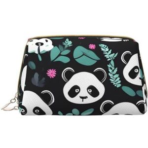 Panda schattig gezicht draagbare cosmetische tas, reistas, uniseks, ritssluiting, geschikt voor dagelijks gebruik, Wit, Eén maat