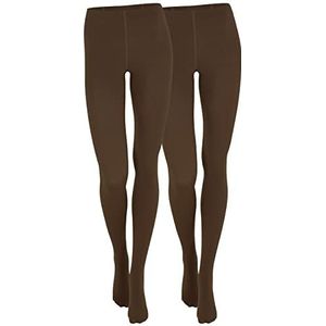 Yenita Thermo panty met fleece voor dames, set van 2 of 4 stuks, warme thermische panty's in zwart, bruin, rood, blauw, Set van 2 bruin, L-XL