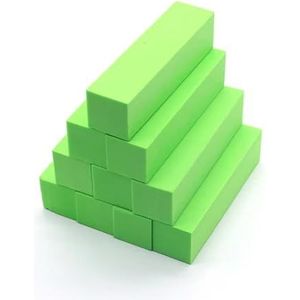 Een spijkerbuffer, Nagelvijlbufferblok for manicure en pedicure met sponsbuffer, veelkleurig, 5/10 stuks(Green-10pcs)