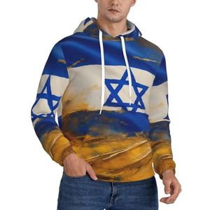 Jkkghll Israëlische Vlag Print Mannen Hooded Warme Lichtgewicht Trui Voor Winter Herfst En Lente Casual Wear, Zwart, XS