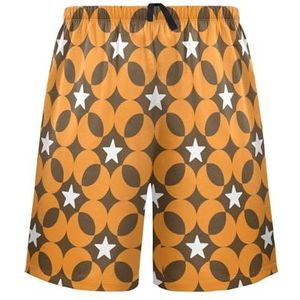 LI ZHI XIN Herenpyjamabroek, korte pyjamabroek, zomer casual shorts, elastische tailleband met trekkoord, rechte losse pasvorm met 2 zakken, S-XXL maansterpatroon, Meerkleurig, XXL