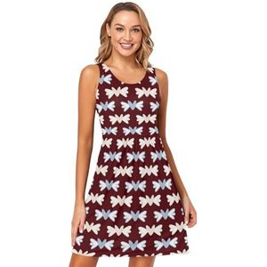 LI ZHI XIN Dames Zomerjurken Ronde Hals Casual A-lijn Mouwloos Vest Jurken met Zakken Hart Engel Patroon, Meerkleurig, S