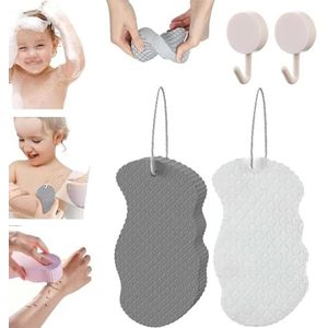 Korean Skin Scrubber Sponge, Korean Skin Sponge, Super Soft Exfoliating Bath Sponge, Korean Skin Scrubber Exfoliator Sponge, Korean Skin Exfoliating Body Scrubber Sponge Reusable (2Pcs-F)