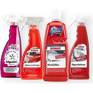 SOANX Auto Cabrio onderhoudsset 4-TLG velgenreiniger verdekreiniger Wash & Wax