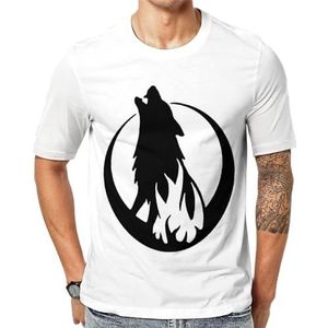Wolf Howling T-shirt voor heren, korte mouwen, grafisch T-shirt, ronde hals, print, casual T-shirt, tops, 6XL
