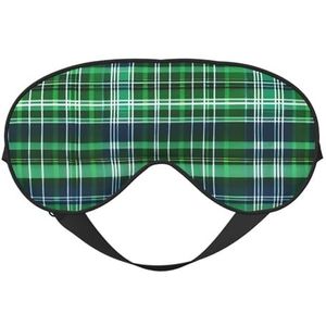 Blauw en groen Schotse tartan print lichtgewicht slaapmasker ademend lichtblokkerende reizen yoga outdoor avonturen
