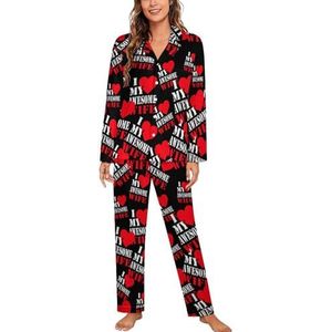 I Love My Awesome Wife pyjama sets met lange mouwen voor vrouwen klassieke nachtkleding nachtkleding zachte pyjama loungesets