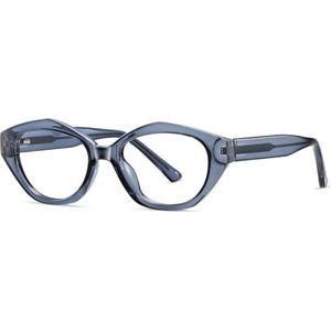 moomoobird Anti-blauw licht bril voor vrouwen kat oog bril montuur polygon retro TR90 montuur bril, Blauw met helder