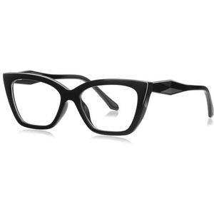 moomoobird Cat Eye Bril voor Vrouwen TR90 Frame Vierkante Retro Bril Vrouwelijk, Zwart met helder