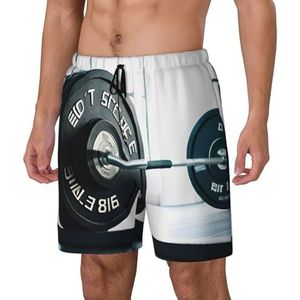 Yyoretp Heren gewichtheffen sport print Hawaiiaanse zwembroek sneldrogende strandshorts met mesh voering en zakken, Zwart, M