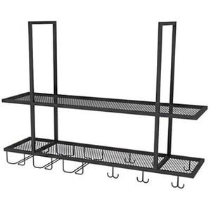 Opbergrek Wijnbar Wandrek | Opknoping Bar Glasrek & Opknoping Flessenhouder | Plafond Decoratie Plank voor Bars, Restaurants, Keukens | Wijnflessenhouder | Wijnrek Wandgemonteerde Planken (kleur: