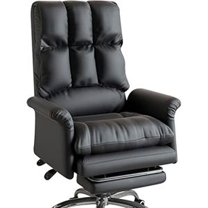 Bureaustoelen Kantoor liggende Computerstoel Comfort Lift Executive Chair Ergonomisch Draaistoel met voetsteun, latex kussen, draagvermogen van 150 kg (Color : Black, S : 107-115cm)