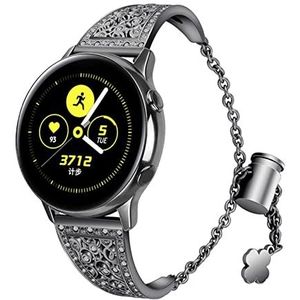 Dameshorlogeband for Samsung Galaxy Horloge 4 Klassieke 46mm 42mm Diamond roestvrij stalen band Compatibel met Active 2 40mm 44 mm Polsarmband (Color : Black, Size : Galaxy watch 42mm)