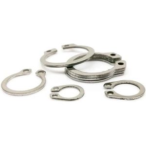 Ringen 10/25/50 stuks M3 tot M40 Zilveren ring Roestvrij staal Zwart 65mn Mangaan Asborgring Pakking Lager C-type Externe borgring Bevestigingsringen(304 Stainless Steel,M8 50pcs)